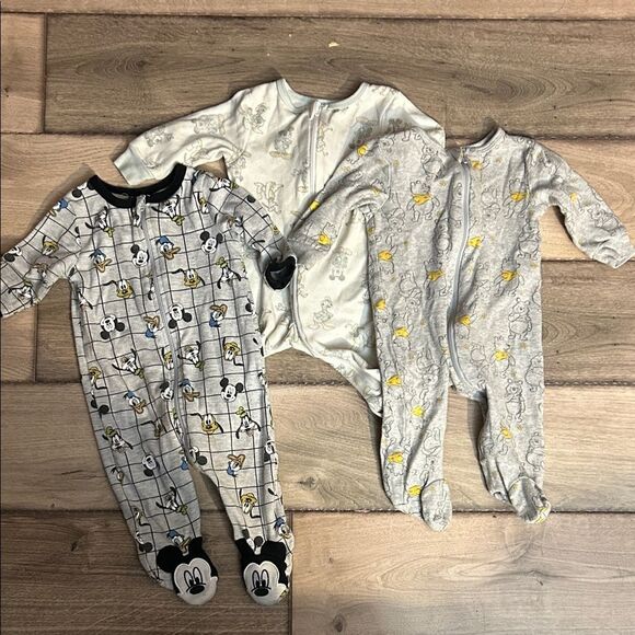 Disney Mickey Mouse Kids Footies - Black, Gray, White bundle - Picture 1 of 5